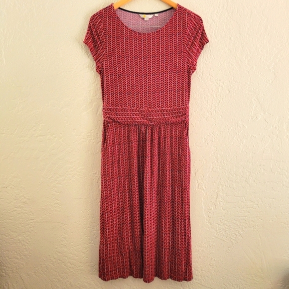 Boden Amelie Jersey Dress Red Chevron Size 8L - Picture 1 of 8